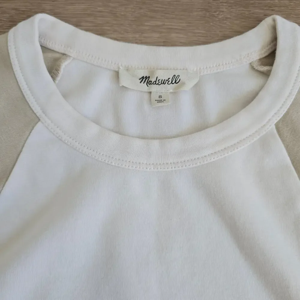 Madewell Baby Tee Beige and Tan Color Block Soft - Picture 2 of 6